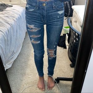 American eagle high rise ripped skinny jeans